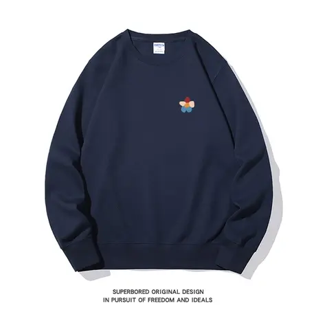 2023新款潮牌小花朵圆领卫衣男女秋冬季宽松情侣装套头上衣外套商品大图