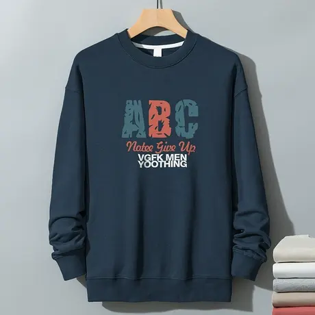 350g重磅圆领套头卫衣男秋冬款摇粒绒加厚长袖t恤保暖无帽上衣服商品大图