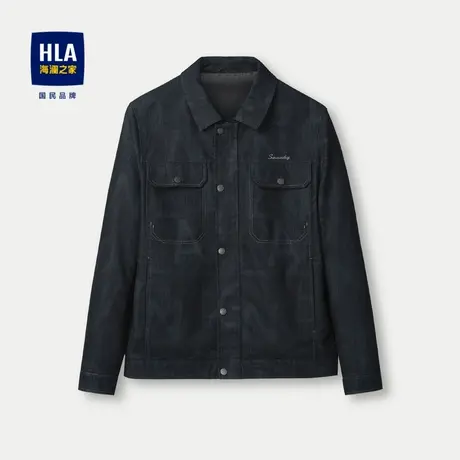 HLA/海澜之家字母刺绣夹克2024春夏新款牛仔翻领洗水休闲风外套男图片