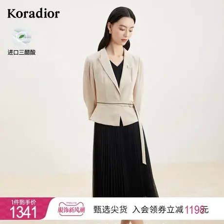 珂莱蒂尔高级三醋酸法式优雅西装拼接连衣裙女职业通勤气质裙子图片