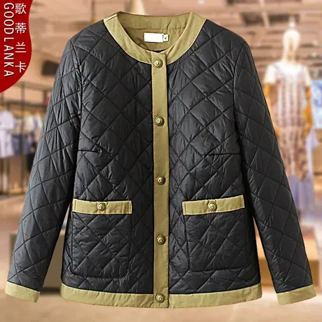 中年胖妈妈装秋冬装轻薄款棉服外套洋气时尚加肥加大小香风小棉衣图片
