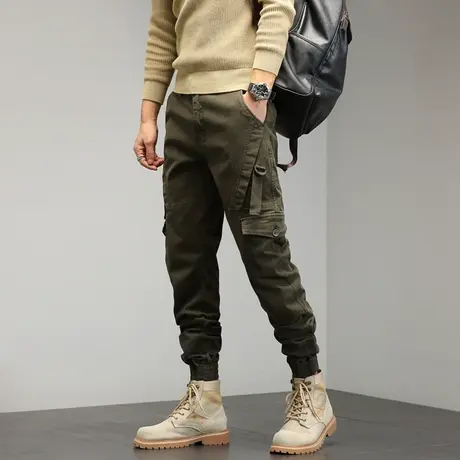 潮流男裤宽松工装裤潮流裤子男款夏季透气九分裤男款夏季工装裤商品大图