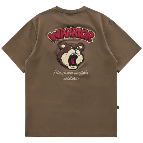 VIP毛巾绣短袖T恤男夏季美式复古卡通刺绣体恤重磅纯棉情侣装上衣商品大图