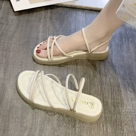 罗马凉鞋女2023年夏季新款水钻果冻软底百搭厚底孕妇学生沙滩凉鞋商品大图