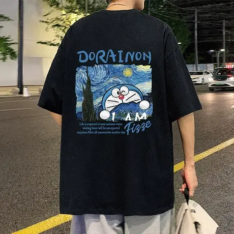 纯棉潮流短袖t恤男夏季薄款宽松半袖卡通动漫体恤男生港风上衣服图片