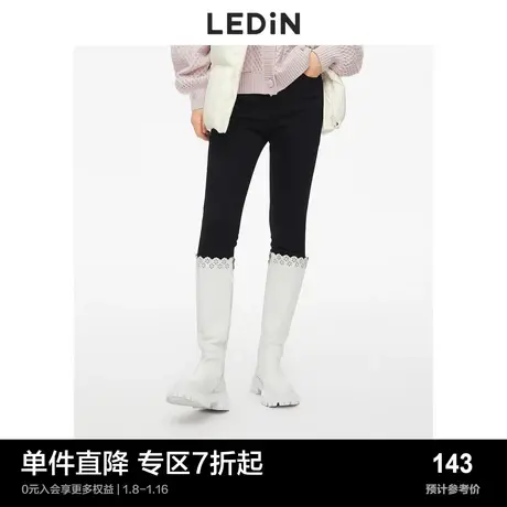 乐町磨毛牛仔小脚裤冬季牛仔裤C2HAC4301商品大图
