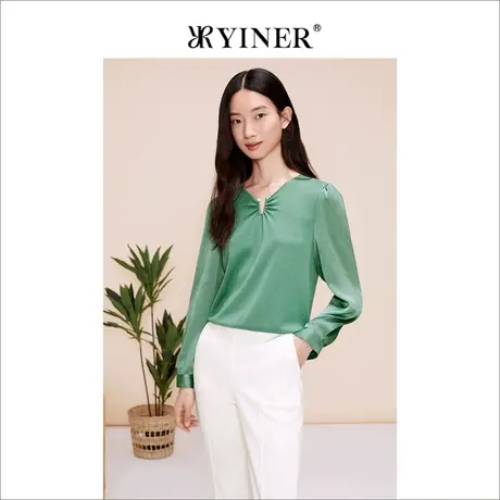 YINER音儿女装春季环保莱赛尔蚕丝混纺针织衫图片