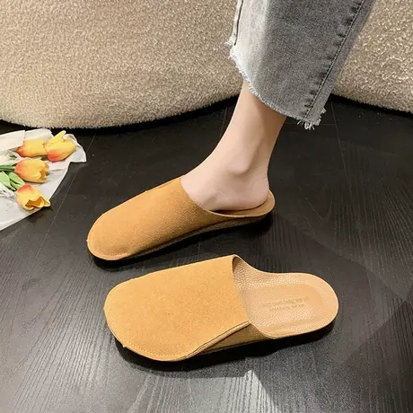 欧洲站包头半拖鞋2024春夏季新款女鞋平底时闲居家外穿街头拖鞋女商品大图