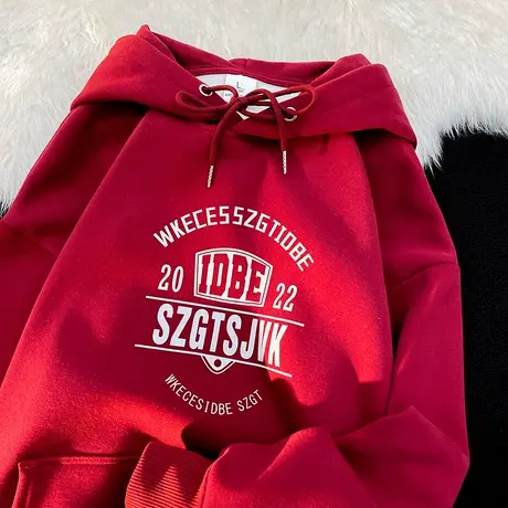 oversize连帽卫衣女ins潮牌2022新款秋冬加绒加厚宽松慵懒风外套图片