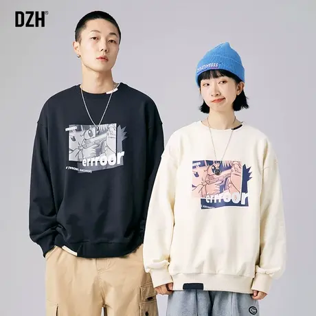 情侣卫衣男春季潮牌圆领长袖上衣百搭2024年新款情侣装体恤衫外套商品大图