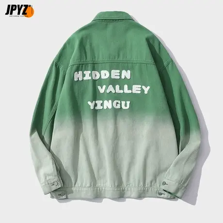 秋冬季男外套ins潮2022新款渐变日系牛仔棒球服休闲痞帅男装夹克商品大图