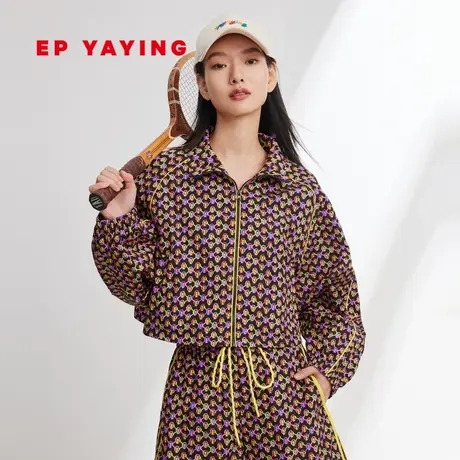 EP YAYING雅莹女装 时尚立领撞色截短运动外套 2024春装新款1310A图片