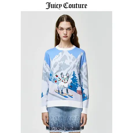 Juicy Couture橘滋毛衣女美式春季新款圆领毛衫时尚提花套头毛衣商品大图