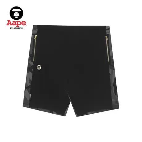 Aape旗舰店男装春夏烫金猿颜徽章山系拉链拼接迷彩短裤6856XXI图片