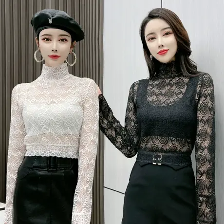 蕾丝打底衫女2022年新款娃娃领上衣秋冬漂亮时尚仙气小衫高端假领商品大图