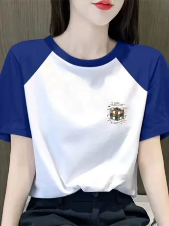 仿棉短袖t恤女夏季2023新款法式甜辣风洋气减龄正肩潮牌女装上衣图片