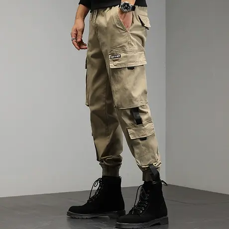潮男工装休闲裤宽松百搭时尚2022冬季新款潮牌ins束脚哈伦裤子男商品大图
