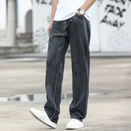 冬季弹力直筒宽松大码牛仔裤男百搭休闲薄款男士中腰柔软长裤棉弹商品大图