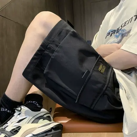 美式大口袋卡其色速干工装短裤男夏季潮牌大码胖子直筒宽松五分裤商品大图