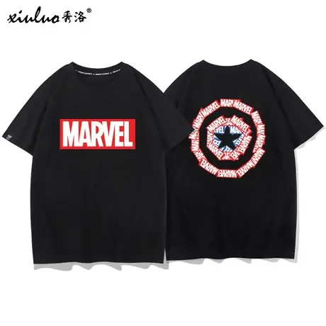秀洛联名漫威marvel短袖T恤男宽松纯棉夏季2021新款ins潮牌打底衫图片
