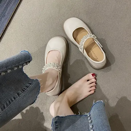 单鞋女夏季真皮平底休闲玛丽珍鞋子软底防滑上班小皮鞋透气孕妇鞋商品大图