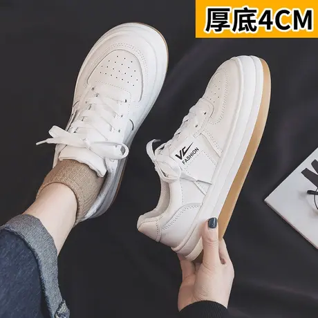 厚底小白鞋女2023新款春秋季大头鞋ulzzang小众百搭ins潮运动板鞋商品大图