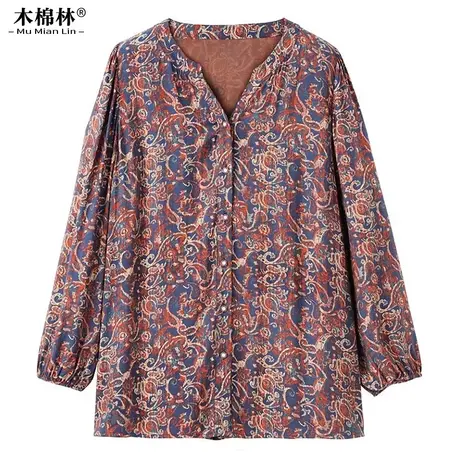 胖mm大码女装别致炸街中年妈妈上衣洋气休闲宽松显瘦长袖气质衬衫商品大图