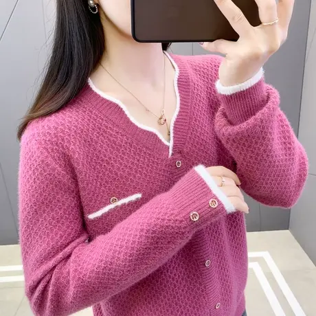 水貂绒毛衣女春季新款设计感宽松加厚小个子针织打底衫女内搭上衣商品大图