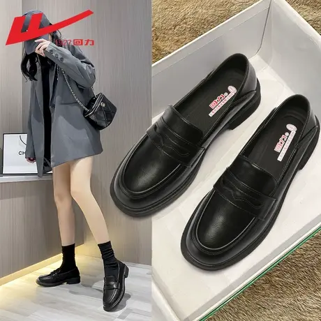回力英伦小皮鞋女春秋女鞋2023新款设计感小众黑色单鞋jk乐福鞋女图片