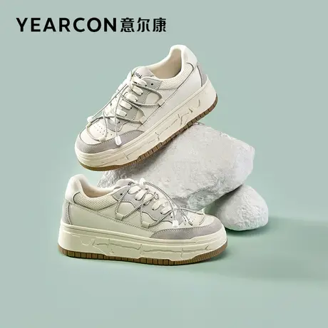 意尔康女鞋2023秋季新款小白鞋女厚底舒适面包鞋休闲板鞋百搭轻便商品大图