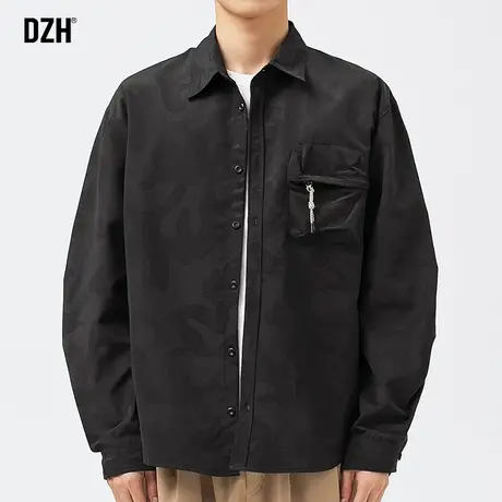 男士迷彩衬衫男长袖高级感秋季男装2023新款工装衬衣外套宽松寸衫商品大图
