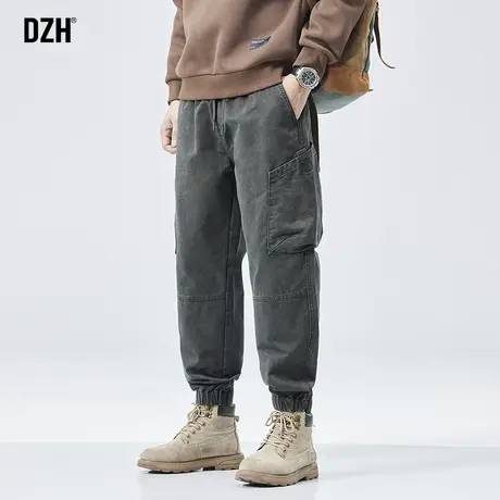 男士深灰色牛仔裤男秋季高街美式纯棉裤子休闲2023新款束脚工装裤商品大图