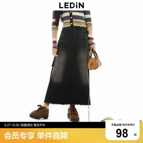 【清仓】乐町工装牛仔长裙秋冬女生A字半身裙C2GFD4104图片
