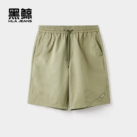 海澜之家旗下黑鲸腰间抽绳休闲中裤男2025年夏季新品宽松直筒裤男商品大图