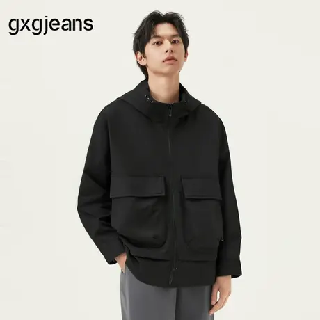gxg.jeans男装 黑色口袋设计工装风连帽夹克外套男士 25年夏新品图片