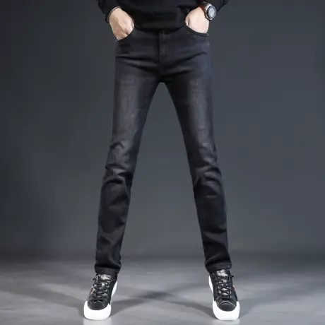 黑色牛仔裤男2023新款秋季潮牌修身直筒男士休闲春秋款弹力裤子男商品大图