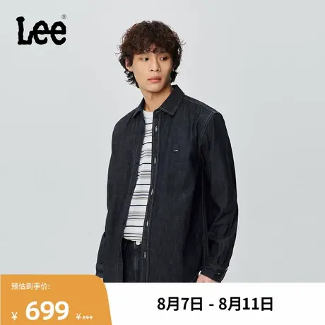 Lee商场同款25秋冬新品舒适版翻领小Logo徽章男长袖牛仔衬衫休闲商品大图