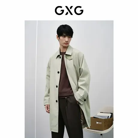 GXG男装 卡其色简约翻领风衣 2024年春季品GFX10801851商品大图