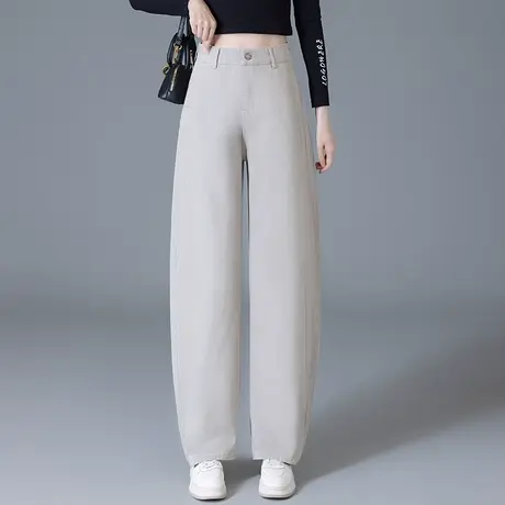 韩版弯刀牛仔裤女春季2025新款高腰宽松阔腿裤时尚百搭休闲长裤子商品大图