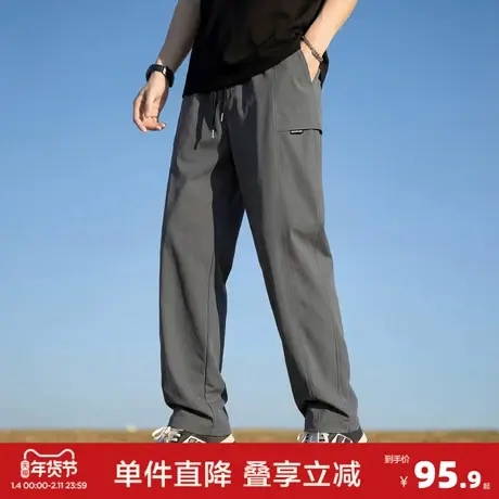 唐狮26春秋季休闲裤男士工装裤宽松直筒裤痞帅垂感通勤时尚弯刀裤商品大图