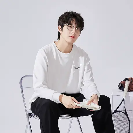 唐狮冬季新款长袖t恤男白色仿德绒保暖加厚上衣内搭打底衫潮tTD图片