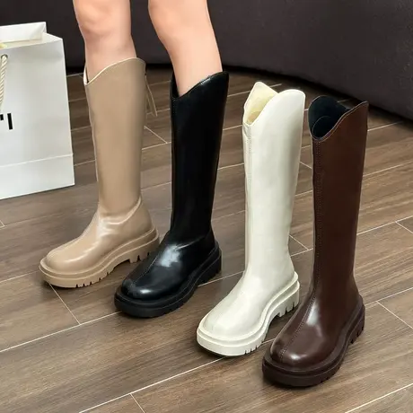 长筒靴女士2023年新款秋季显瘦时尚洋气长靴高筒小个子时装靴潮流商品大图