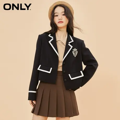【买4免1】ONLY奥莱春夏时尚撞色包边精致学院风西服外套商品大图