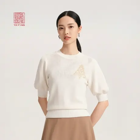 EP雅莹高端系列 圆领中袖肌理感真丝针织衫 商场同款9517A图片