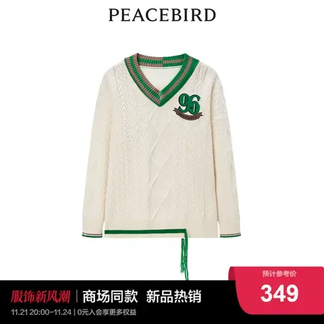 【商场同款】太平鸟女装2023冬季新款学院风撞色套头衫A3EED4165商品大图