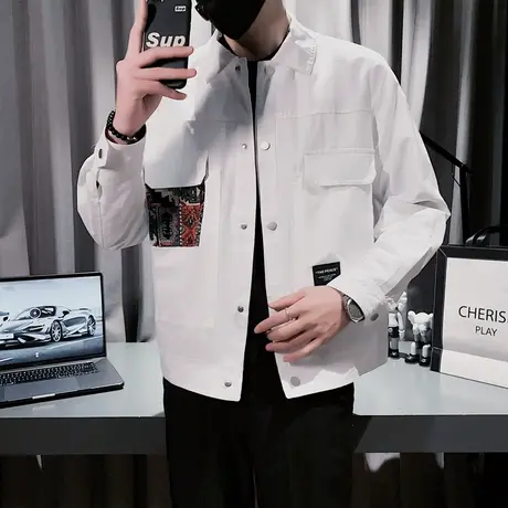 春秋季外套ins痞帅男装时尚2023新款春装褂子高级感潮牌工装夹克图片