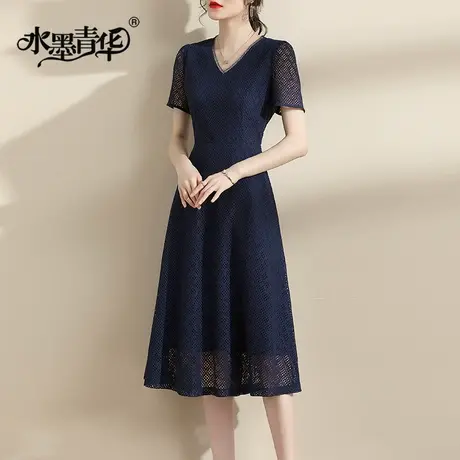 【1件7.9折】夏季新品连身裙修身裙子气质蕾丝裙优雅收腰连衣裙女图片