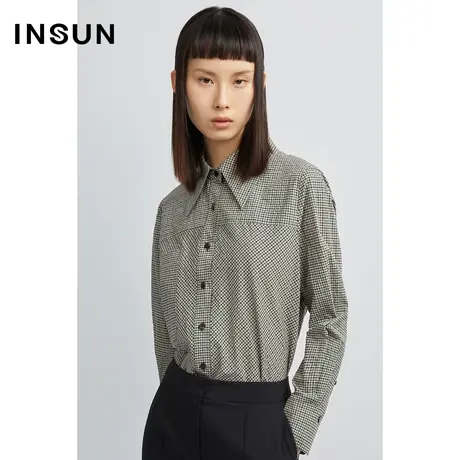 INSUN恩裳秋季纯棉褶皱百搭衬衫商品大图