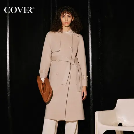 COVER冬季羊绒羊毛长款风衣毛呢外套商品大图