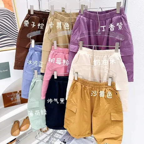 微胖遮肉工装裤夏季日系复古口袋纯棉阔腿a字短裤纯棉多巴胺欧货图片